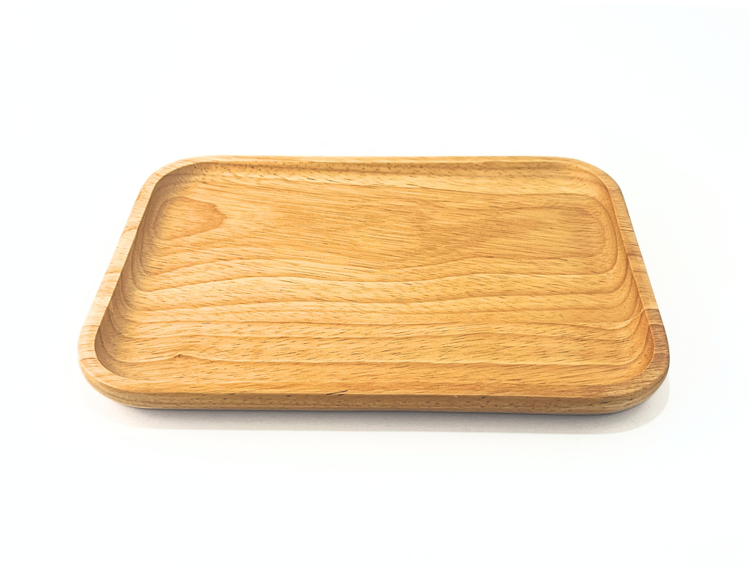 Wooden tray on a white background