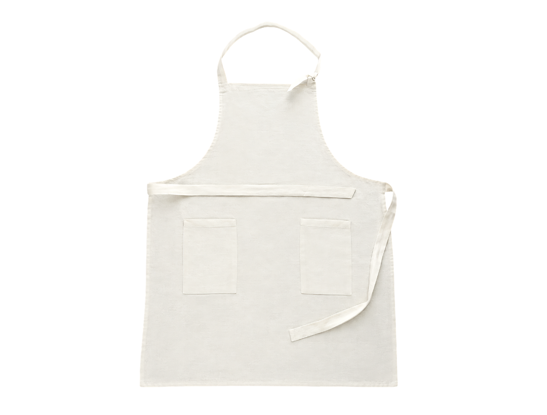 Light beige apron with a pocket on a white background